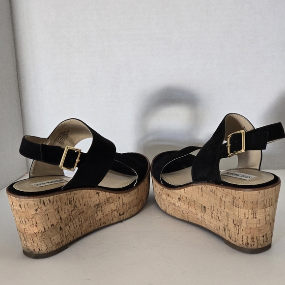 Steve Madden Caytln Black Suede Wedge Platform Sandals Size 9.5 - Picture 6 of 11
